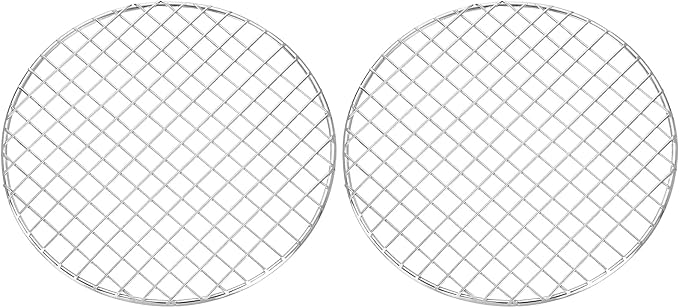 uxcell 2 Pcs Round Cooking Rack, Dia 8.3 Inch Stainless Steel Grill Grate Cross Wire Barbecue Grill for Cooking Baking Air Fryer Racks, Silver