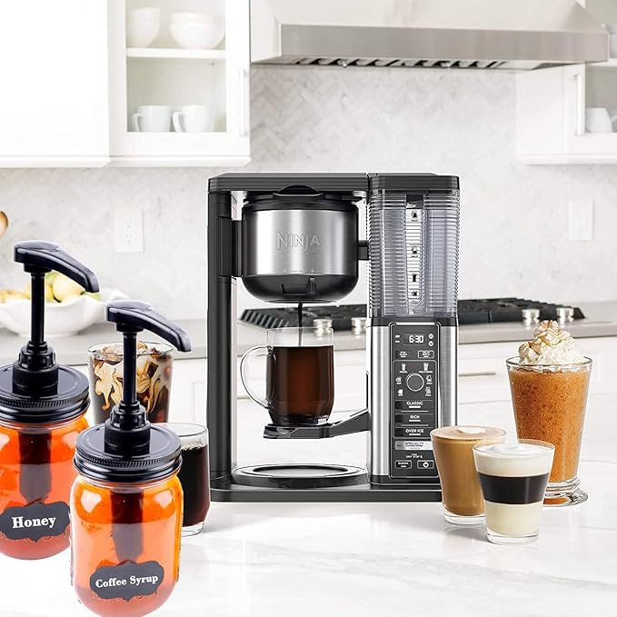 Mason Jar Syrup & Sauce Dispenser Pump Lids for Regular Mouth Coffee Syrup Dispenser Honey Ketchup Pump Airtight & Leak-Proof Food Grade- 4PCS (Jar Not Included)