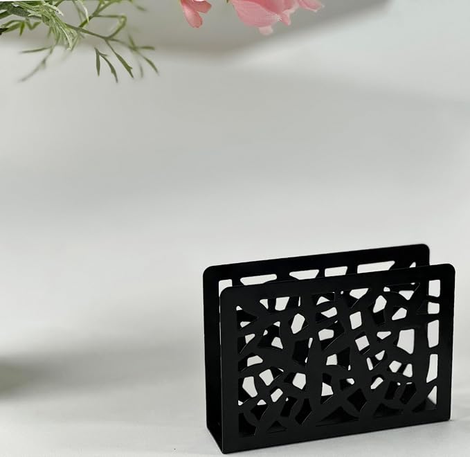 Stainless Steel Napkin Holder Paper Napkin Holder Metal Organizer Tissue Dispenser for Kitchen Countertops, Dining Table, Picnic Table (Black)