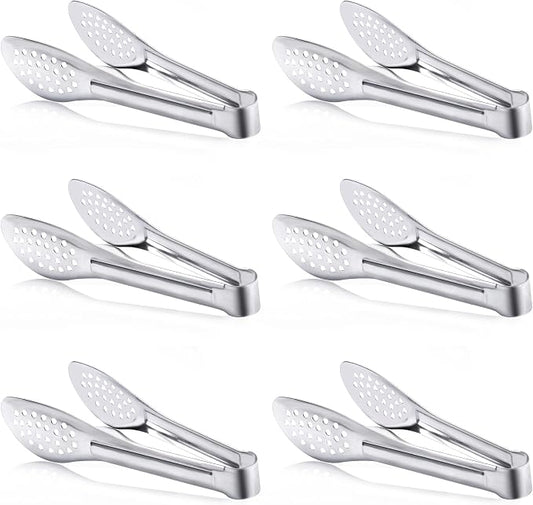 6 Pack Buffet Tongs,Stainless Steel Serving Tongs Serving Utensils 7Inch