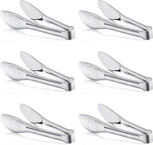 6 Pack Buffet Tongs,Stainless Steel Serving Tongs Serving Utensils 9Inch