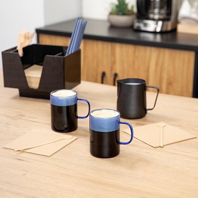 Restaurantware Glass Coffee Mug 12 Count 7 Oz Borosilicate Tea Cup with Ergonomic Handle, Dishwasher-Safe Blue Thermal Resistant Mug for Hot and Cold Drinks