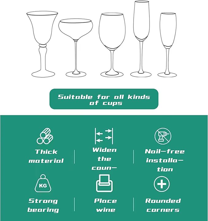 Wine Glass Holder Under Cabinet, 4 Pack, White