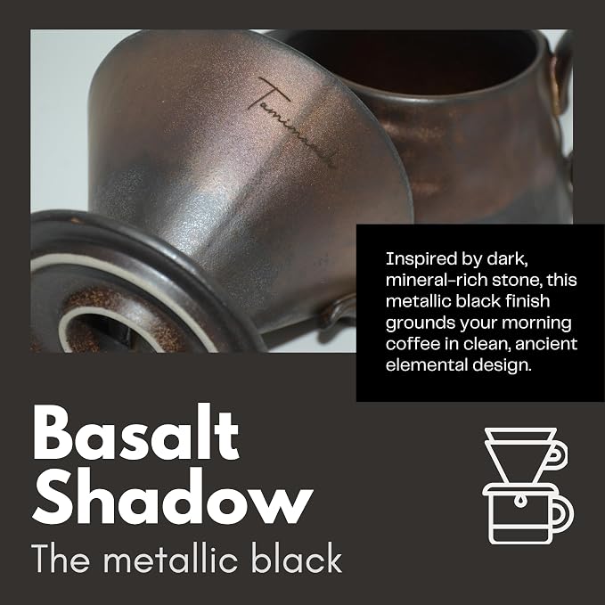 Ceramic Pour Over Coffee Set, Slow Brewing Accessories for Home & Travel (Basalt Shadow)