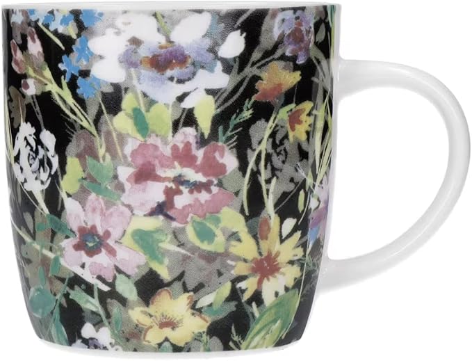 KitchenCraft Terrazzo Floral Set of 4 Stoneware Barrel Coffee Mugs 425ml
