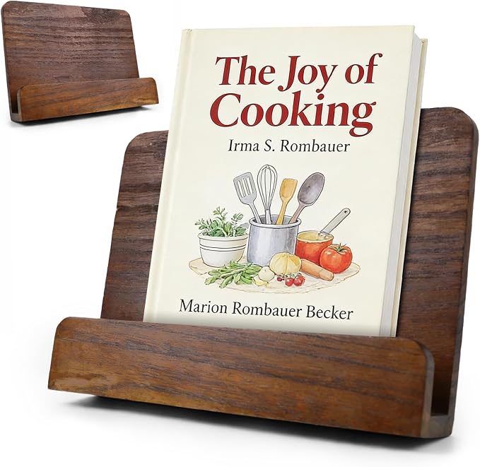 Heavy Duty Cookbook Stand for Kitchen, Recipe Book Holder for Kitchen Counter, Easily Keeps Cook or Recipe Books Open for Convenient Cooking, Rustic Cook Book Holder Stand (Rustic Brown)