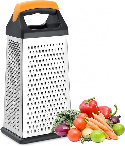 Cheese Grater, 4-Sided Box Grater with Handle, Stainless Steel Graters, Vegetable Slicer, Kitchen Food Shredder for Grate Cheeses, Shred Veggies Kitchen Gadgets Tools(9.25inch)
