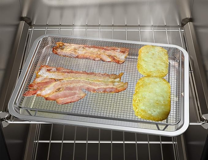 Onlyfire Stainless Steel Baking Sheet with Rack, 15.35 x 11.5 Cookie Sheet Pan Tray with Cooling Rack, Nonstick Roasting Pan Baking Pan for Oven, Smokers and Pellet Grills