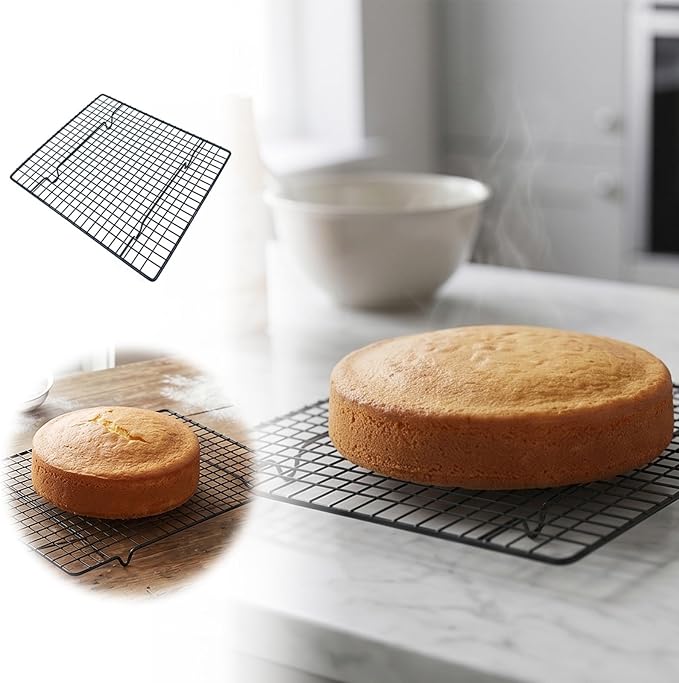 10x9in Cooling Racks - 2pcs, Stainless Steel Cooling Racks for Cooking and Baking, Large Portable Roasting Grilling Drying Cookie Cooling Rack for Kitchen, Oven & Dishwasher Safe (Black)