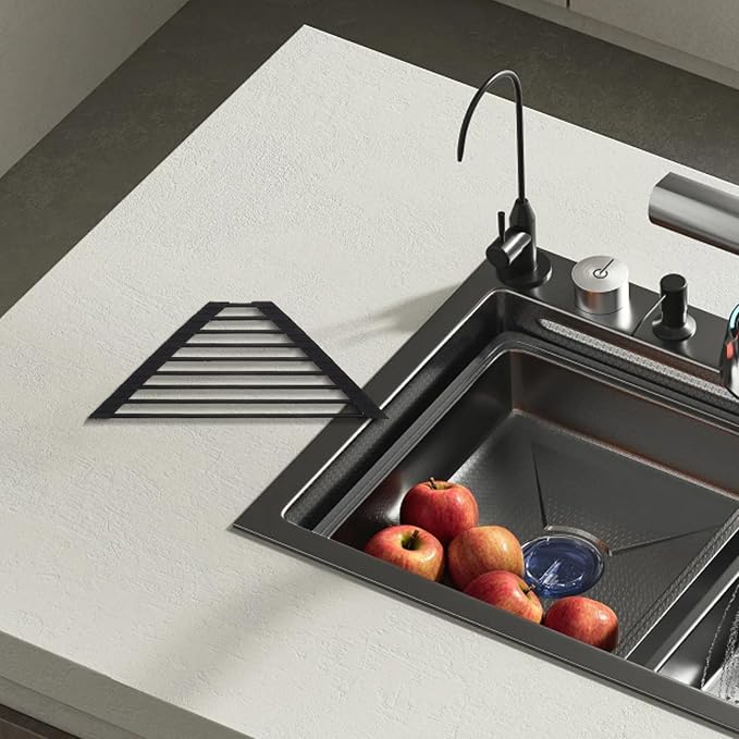 Ciieeo Stainless Steel Sink Corner Drying Rack with Strong Support and Fast Draining Triangular Kitchen Sponge Holder for Utensils and Kitchen Tools