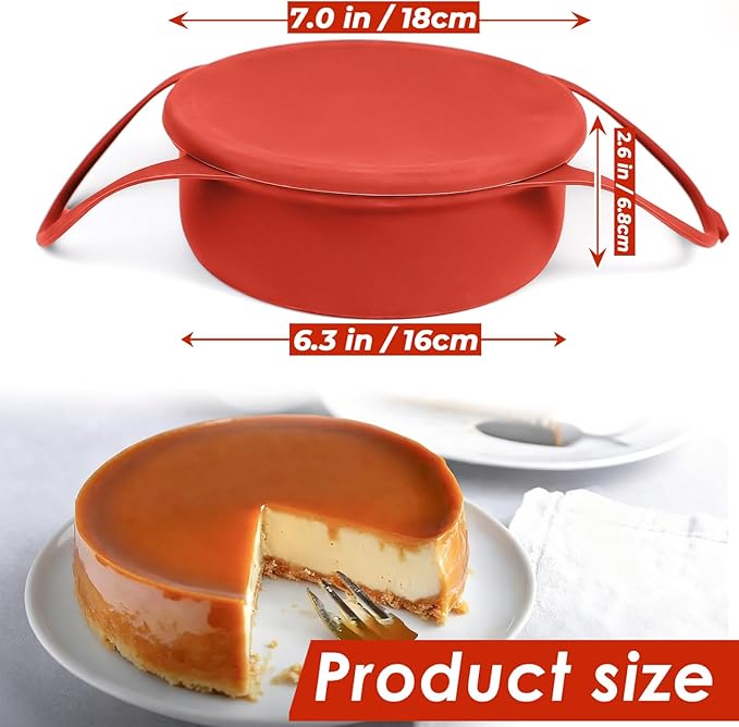 KOLUTI Nonstick Silicone Flan Mold with Lid and Handle, 1.0 QT Flanera Baking Pan Flan Maker Container,7.0 x 7.0 x 2.6 Inches Molde Para Flan Oven Safe, BPA Free