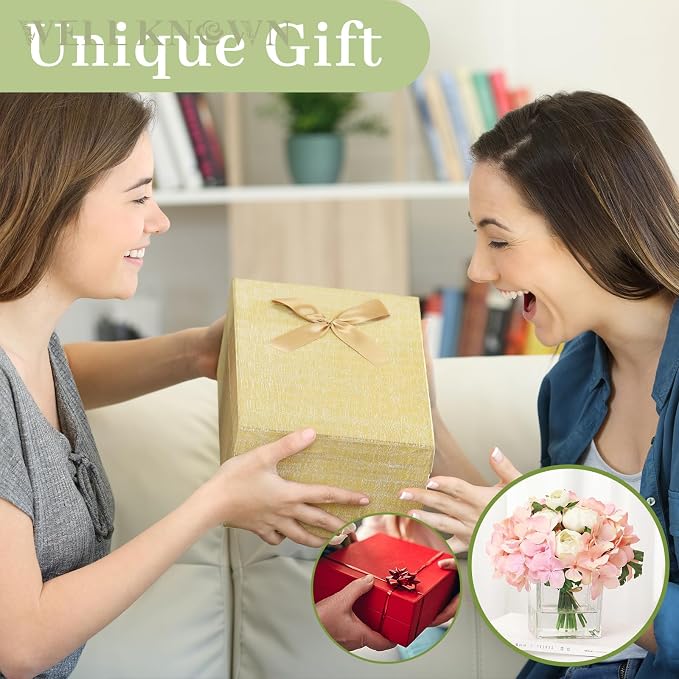 WELL KNOWN Artificial Hydrangea and Ranunculus Flowers in Vase with Faux Water, Silk Spring Pink Flower Arrangement Centerpiece for Home Dining Table Office Wedding Decor & Mom's Gift