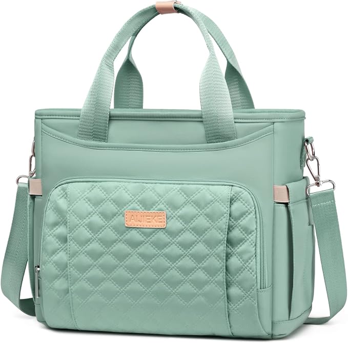 AIJIEKE Large Insulated Lunch Bag for Women Men, Work Lunch Box Tote, Green | Leakproof, durable multi-compartment cooler. Reusable with shoulder strap. Perfect for travel meal prep, picnic, beach