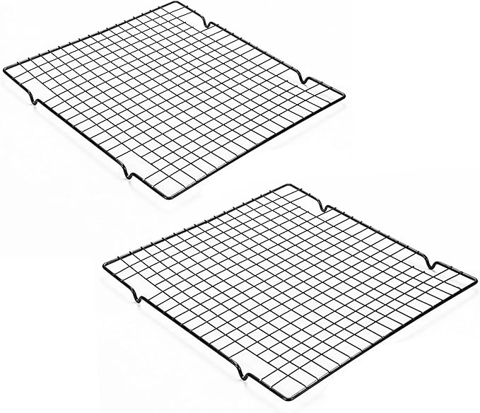 Line Roasting Cooling Racks, 2 Pcs 10.6 Inch x 9.8 Inch High Strength Stainless Steel Grill Racks for Baking and Cooling of Barbeque in Oven, Party, Dinning and Outdoors (2)