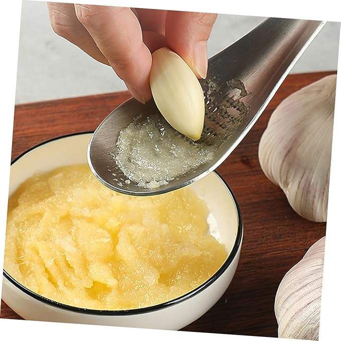 Stainless Steel Multi-Function Ginger Garlic Spoon Shaped Food Mincer for Kitchen Seasoning Baby Food Prep 8.46X2.75X0.39In 3-Pack