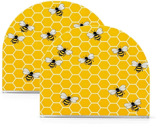 Yellow Bees and Honey Napkin Holder for Tables Paper Cocktail Napkin Holders for Kitchen and Dinning, Acrylic Dinner Napkin Dispenser for Restaurant Home Decor Bar Accessories 2 Pack