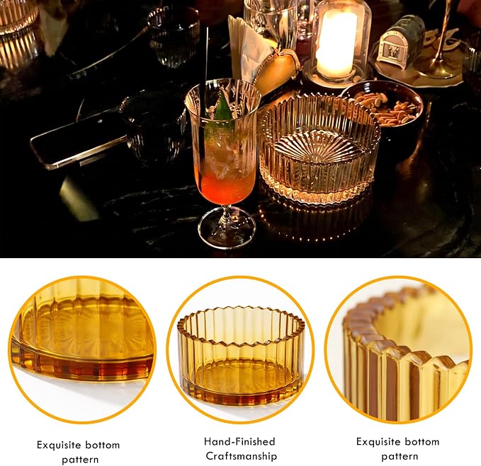 Candle Holder Candle Dish – Chic Glass Candle Holder Tray for Home Decor, Boho Bar Decor – Candle Plate for Tea Light Votive Diffuser – 3.9 x 1.96 in (Smoky)