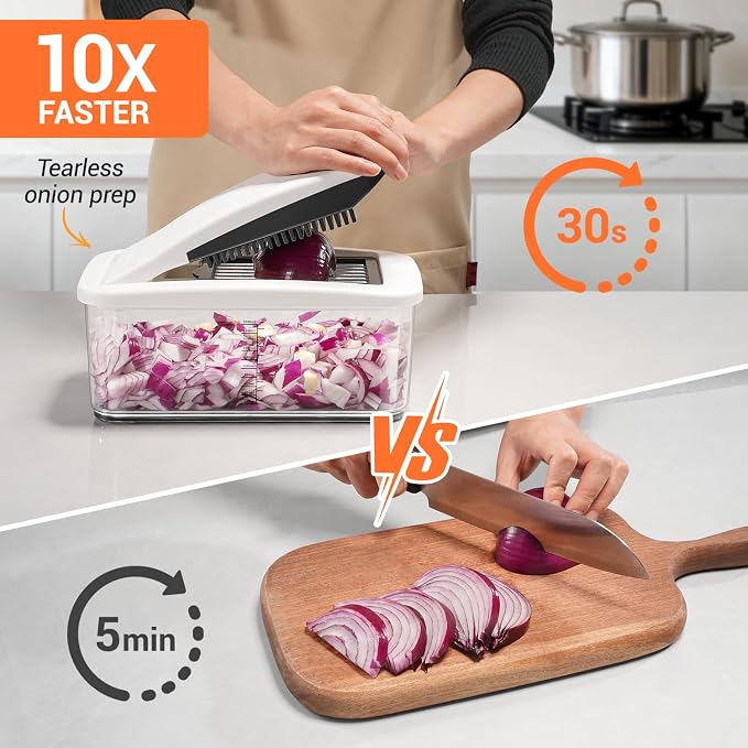 Sopito Vegetable Chopper Mandoline Slicer - Multifunctional Veggie Food Chopper With 6 Blades & Container, Heavy-Duty Vegetable Slicer and Cutter for Onion, Salad, and Food Preparation