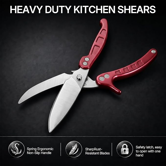 Kitchen Scissors All Purpose, Stainless Steel Heavy Duty Kitchen Shears for Cutting Food-Chicken,Meat,Poultry,Bone,Turkey Multifunctional Kitchen Scissors With Satety Lock