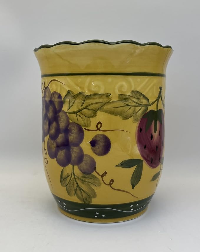 ACK Tuscany Mixed Fruit Hand Painted Ceramic, Utensil Holder, 88439