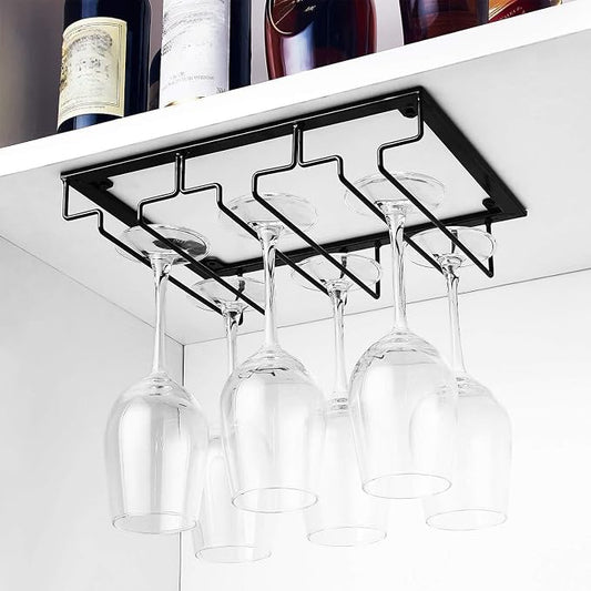 Wcxixo Wine Glass Rack Metal Stemware Holder Under Cabinet Cup Storage Rack Holder Wine Cup Hanging Shelf Display Stand for Red Wine Glass Champagne Glass Cocktail Glass