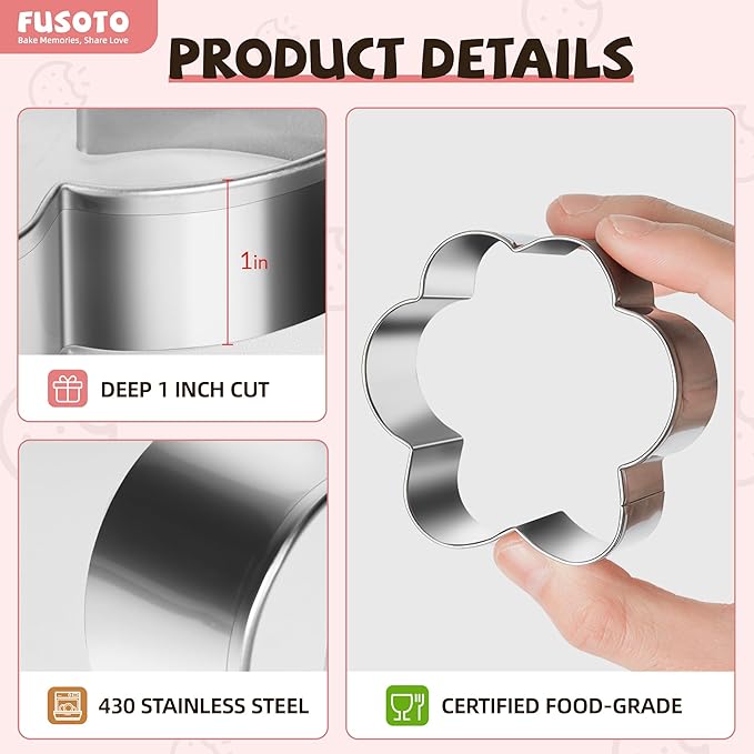 FUSOTO 8PCS Dog Paw Bone Cookie Cutter Set, Stainless Steel Baking Supplies for Homemade Cookies, Dog Paw Bone Cookie Cutters Shapes Biscuit Molds for Treat