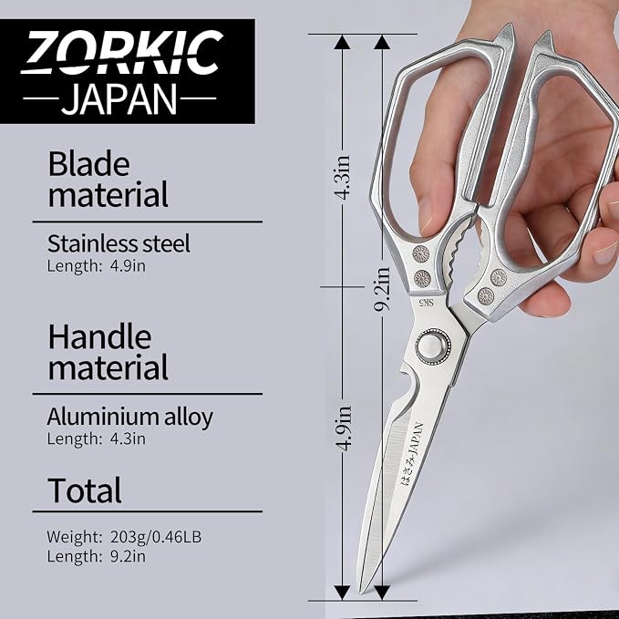Kitchen Scissors with Case Silver 3PCS, Heavy Duty Poultry Shears Kitchen Shear for Food Chicken Scissor All Purpose,Japan Meat Cutting Scissors, Bones Food Cooking Shears, Gifts for Men Women Mom Dad