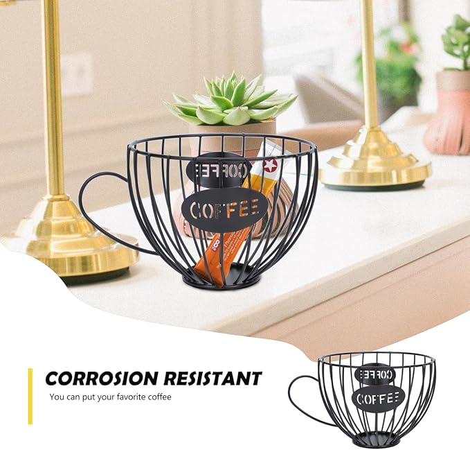 Cabilock 7.67X6.10X4.52 Inch Wrought Iron Fruit Storage Basket Cup Shaped Metal Snack Organizer with Handles for Kitchen Home and Restaurant