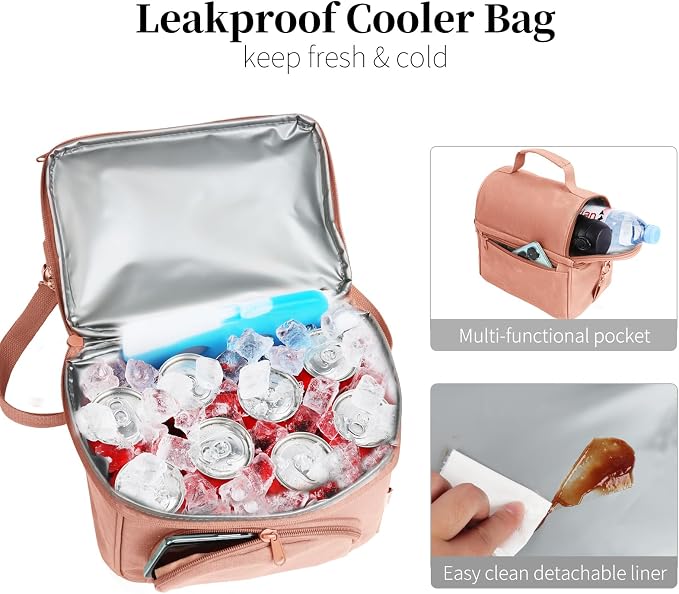 Waxed Canvas Lunch Bag with 2 XL Ice Packs, Canvas Lunch Box, Lunch Cooler for Men Work, 10.5L 2 Compartments Insulated Leakproof Cooler Bags for Camping, Beach and Road Trips