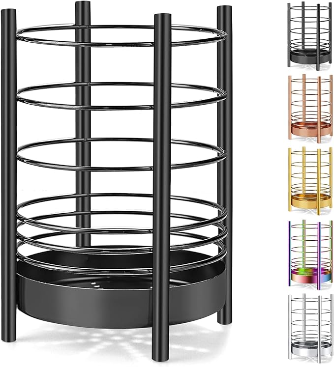 Black Kitchen Utensil Holder for Kitchen Counter, Stainless Steel Utensil Crocks, Black Titanium Coating Utensil Storage Caddy Organizer, Cooking Utensil Holder, Easy Cleaning (Black/7.4''x5.2'')