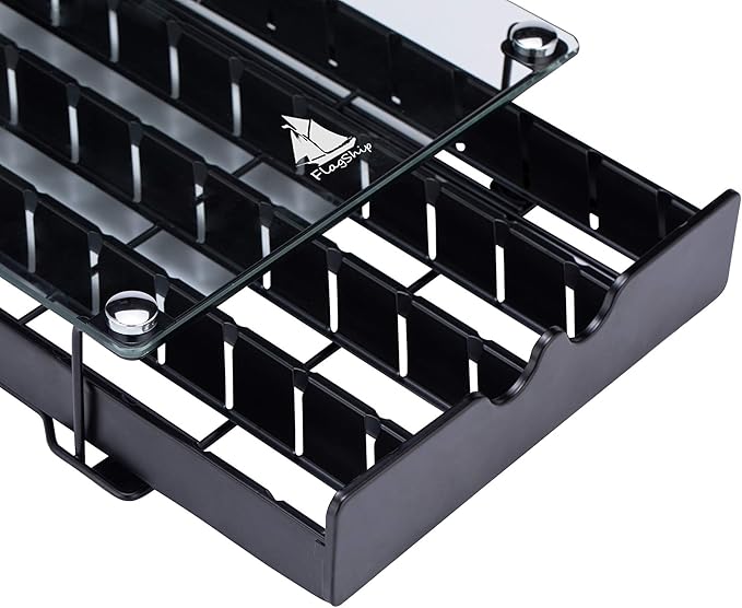 FlagShip Vertuo Pod Holder Drawer for Nespresso Storage Glass Top Capsule Organizer(40 Pods Capacity)