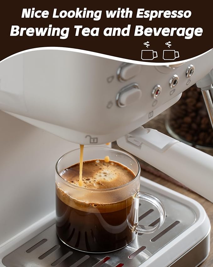 Espresso Cups Set of 4, 5 oz Small Shot Glasses with Handle, Clear Demitasse Mugs for Double Espresso or Tea, Coffee Machine Accessories