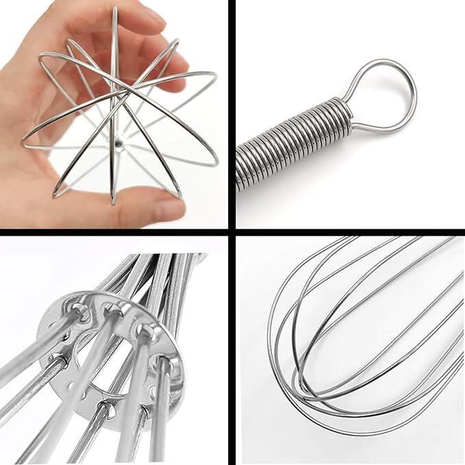 Digead Mini Wire Whisk, 3 Pack - 8, 10 & 12 Inch Small Whisk for Cooking - Ergonomic Spiral Handle, 304 Stainless Steel - Lightweight Mixing Tool for Whisking, Beating & Mixing Sauces - Silver