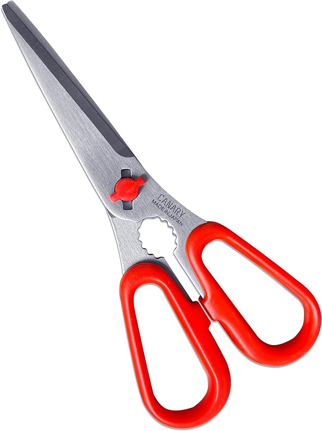 CANARY Japanese Food Scissors 6.8" Small Lightweight, Made in JAPAN, Dishwasher Safe Come Apart Blade, Easy Clean Kitchen Shears with Removable Blades, Rust Resistant Japanese Stainless Steel, Red