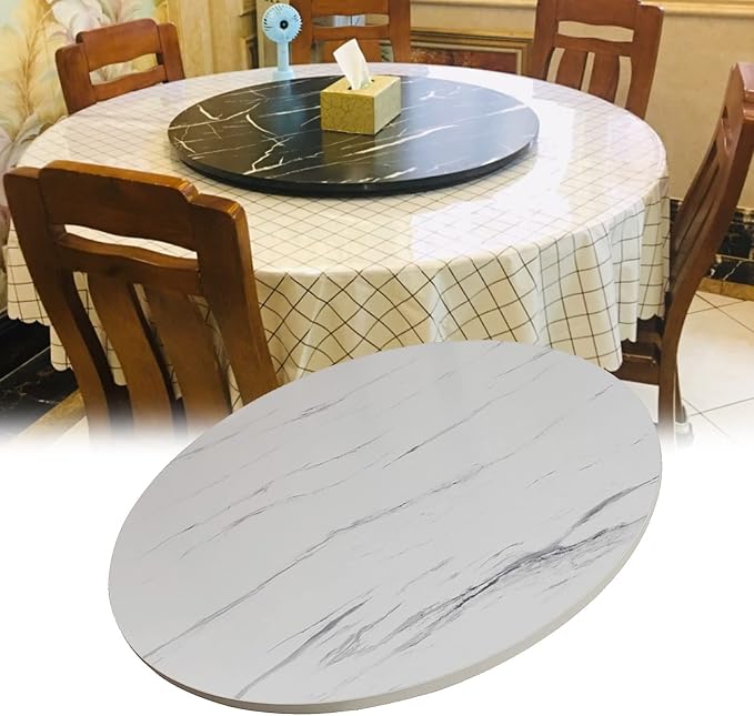 Ø50cm~100cm Lazy Susan Wooden Turntable For Round Dining Table Swivel Serving Plate - Wooden Round Rotating Serving Tray For Kitchen, Smooth Surface, Smooth Rotation, Easy Clean (Color : White-B, Si