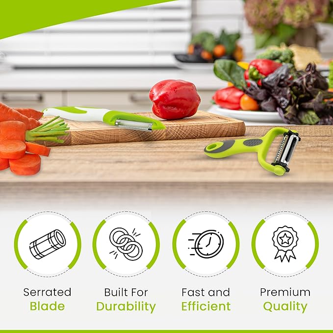 3 In 1 Rotatable Stainless Steel Blade Vegetable Peeler, Vertical Serrated & Straight Peeler For Potato, Carrot, Apple, 3pcs Set, Ergonomic Non-Slip Handle, Sharp Blade, Durable Design