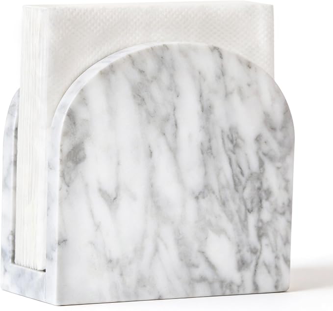 Marble Napkin Holder for Table, Upright Napkin Holders with Marble Unique Texture, Standing Napkin Dispenser for Kitchen Dining Room Counter Tops, Restaurant (Height 5.9")