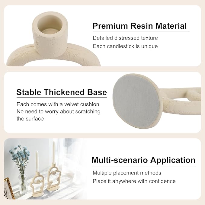 Face Decorative Taper Candle Holder - Modern Abstract Creative Face Candlestick Holder for Table Centerpiece, Beige Medium Candle Sticks Holder Decor for Home Dinning Party Birthday Housewarming Gifts