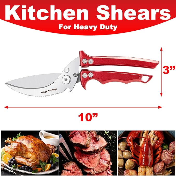 Heavy Duty Poultry Shears,Kitchen Shears for food Heavy Duty,Kitchen Scissors All Purpose,Rigid Bones,Chicken,Fish,Meat,Easily Separable for Thorough Cleaning,Dishwasher Safe.