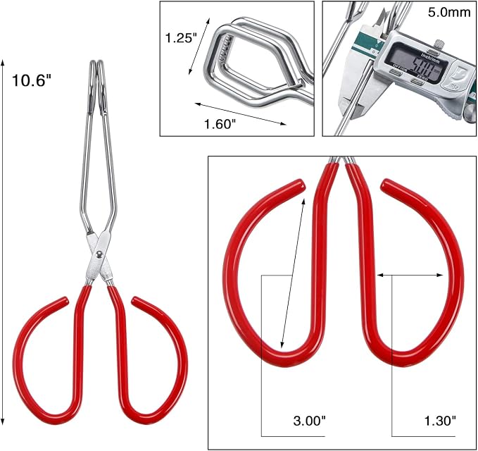 MSY BIGSUNNY 10 Inch Stainless Steel Scissor Tongs, Heavy Duty Cooking Tongs with Soft Handles, Multi-function Serving Tongs for Barbecue, Salad, Buffet, Fry (Set of 2, Red)