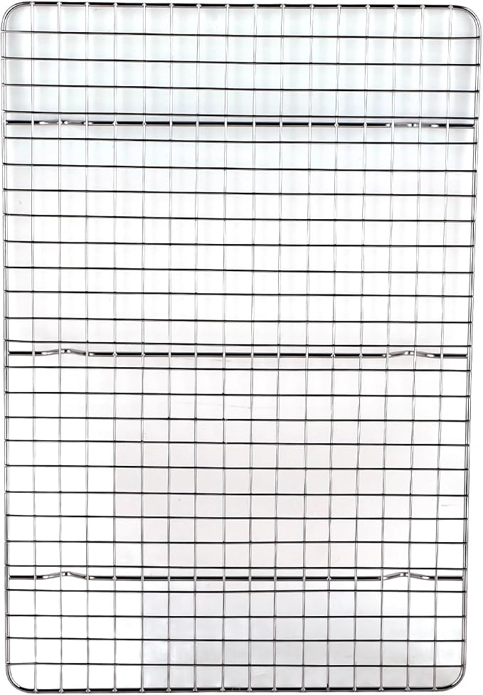 Checkered Cooling Rack 304 Stainless Steel Baking Wire Rack 14.8 x 9.8 in grid design deformation resist fits oven pan for home bakery bread cake cookies