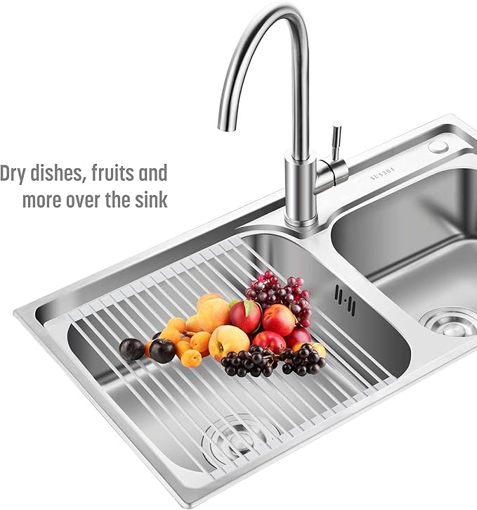 Goodful Roll Away Multipurpose Dish Drying Rack, Cooling Mat, Trivet, Easy Storage, Dishwasher Safe, Medium, Gray
