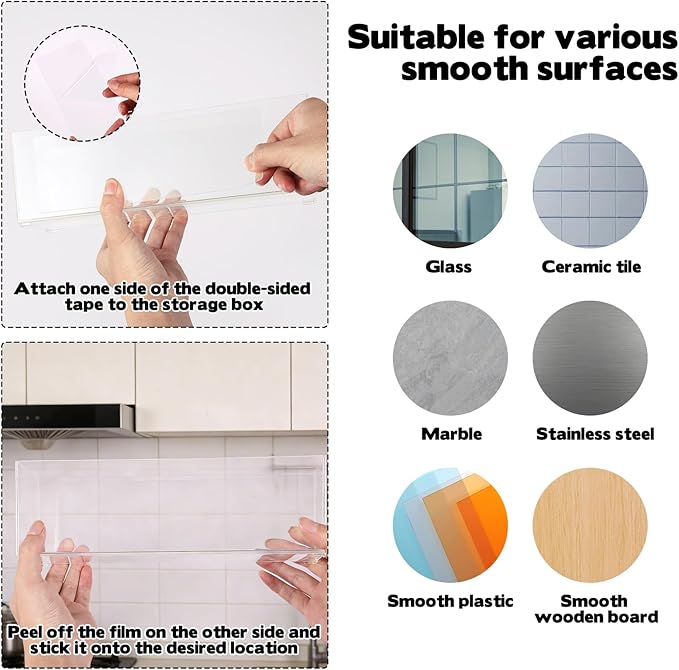 Rainmae 2 Pack Kitchen Cabinet Door Organizer, Lid Organizer Inside Cabinet Wall Mounted Plastic Storage Box Stackable Under Sink Lunchbox Lid Container for Kitchen Bathroom Office Organization