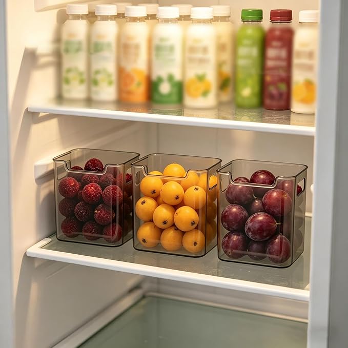 Crystal Clear Stackable Storage Bins, Versatile Organizer for Refrigerator, Freezer and Pantry, Practical Kitchen Container for Storing Meat, Vegetables and Various Food Items (Green-M 2 pcs)