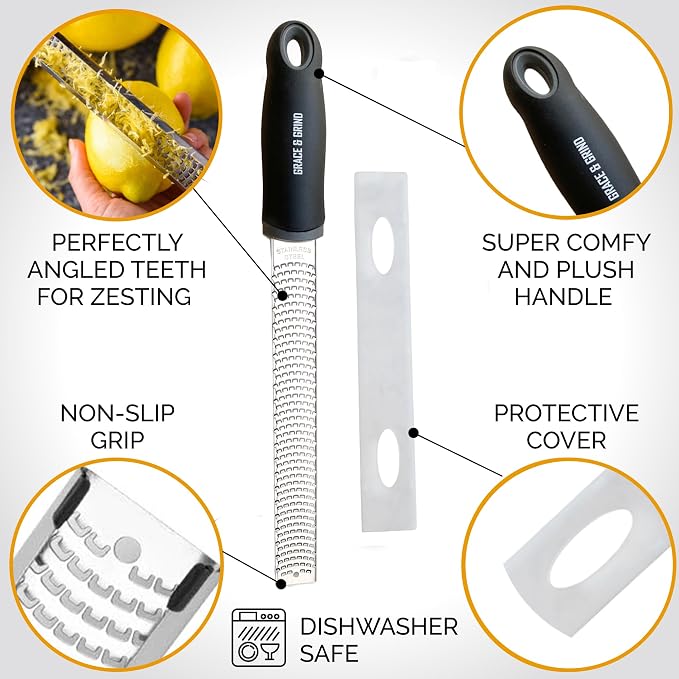 Premium Kitchen Lemon and Parmesan Cheese Zester - Versatile Spiralizer for Fruits, Vegetables, Garlic, and Citrus Finest Food Shredder and Peeler - Essential Zesting Tool for Culinary Enthusiasts
