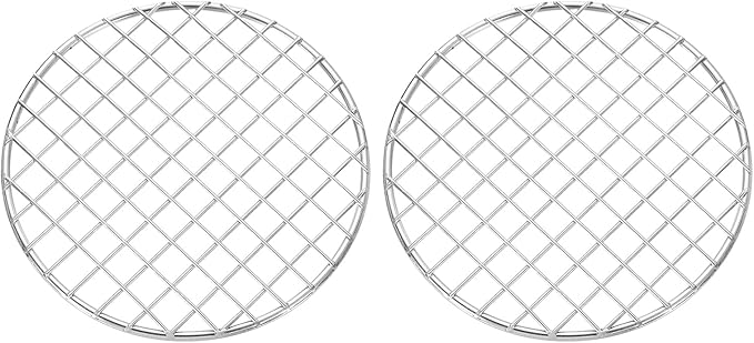 uxcell 2 Pcs Round Cooking Rack, Dia 5.9 Inch Stainless Steel Grill Grate Cross Wire Barbecue Grill for Cooking Baking Air Fryer Racks, Silver
