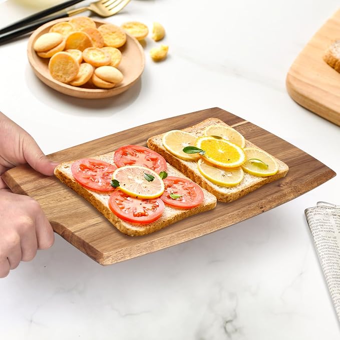 Acacia Wood Cutting Board with Handle Large Charcuterie Boards Wooden Chopping Board Decorative Big Cutting Boards for Kitchen Meat Teak Bread Cheese Board Platter Butcher Block Food Serving Tray