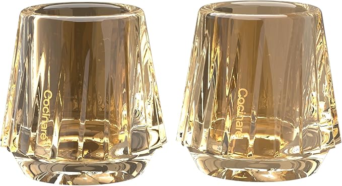 Cocinare KissCup Crystal Espresso Cup Set of 2 – 1.5oz Demitasse Cup for Espresso, Pour-over coffee & Tea, Amber Glow, Crystal Collection