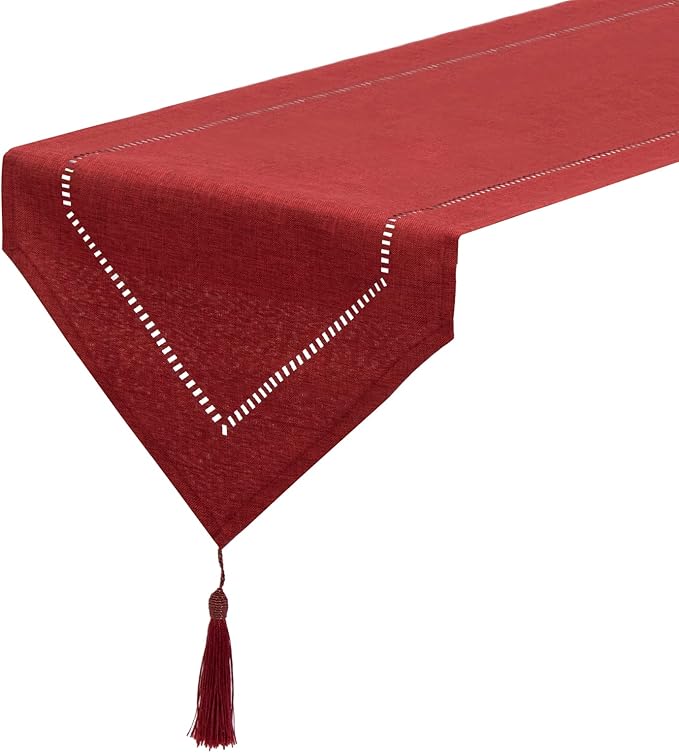 Table Runner Linen Red 12 x 72 Inch, Tablerunner Linen Look Solid Color, Modern Easy Care Table Runner for Dining Table, Coffee Table, Restaurant,Decoration