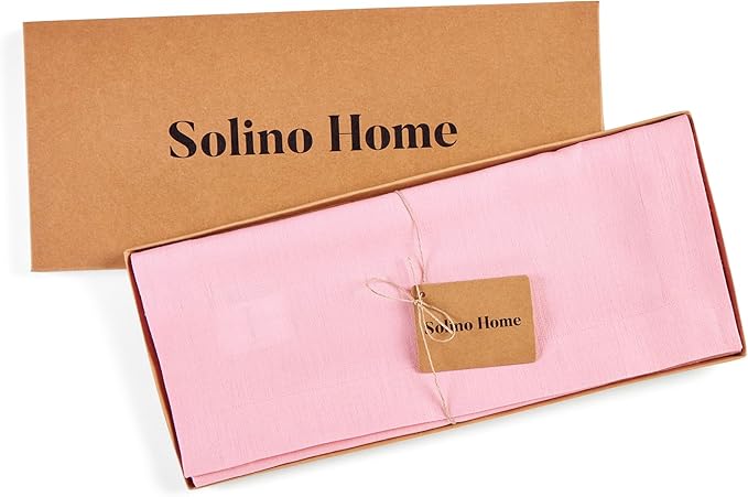 Solino Home Linen Pink Lemonade Table Runner 72 Inches Long - 100% Pure Linen 14 x 72 Inch Table Runner for Spring, Summer - Fete
